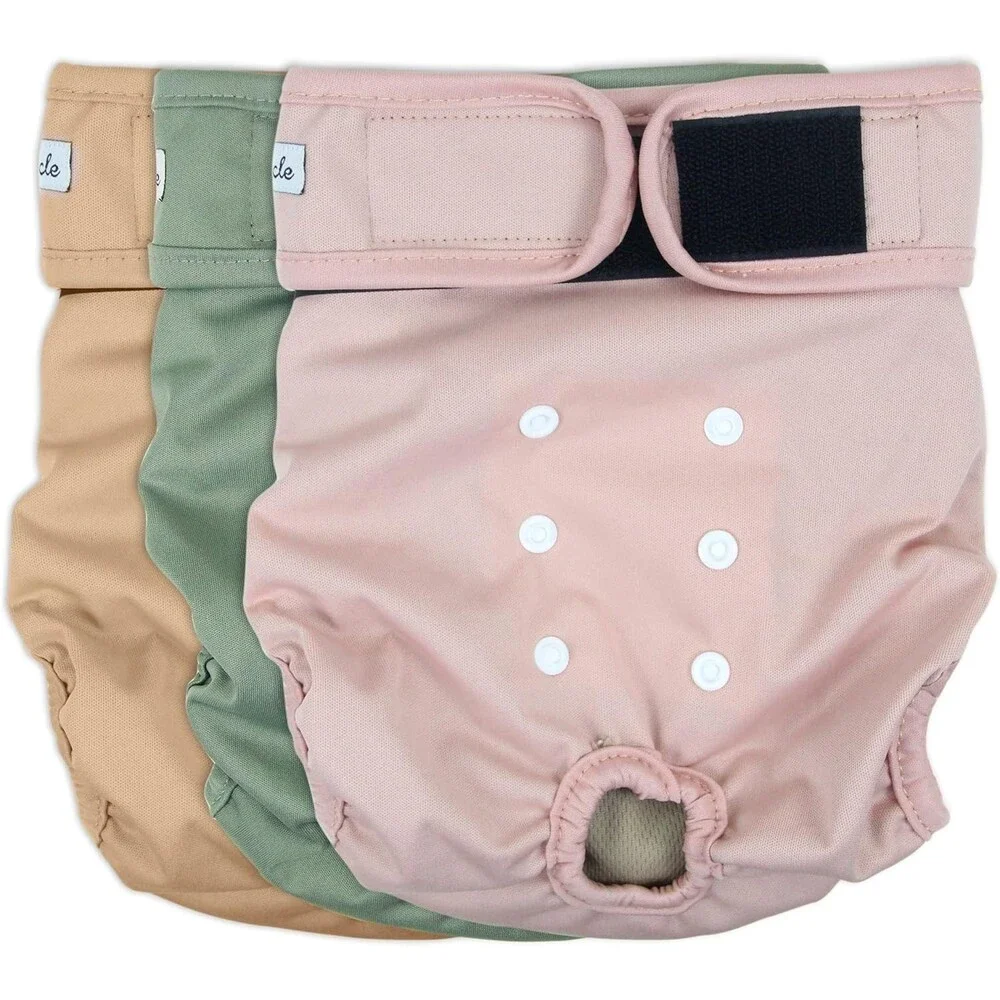 Grecle Washable Female Dog Diaper, 3 Colors, Reusable, Medium - 12/15
